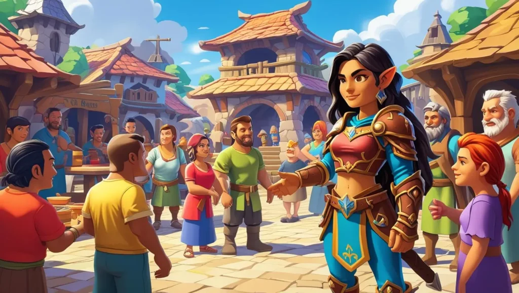 Screenshot of Villagers & Heroes, a 3D browser MMORPG