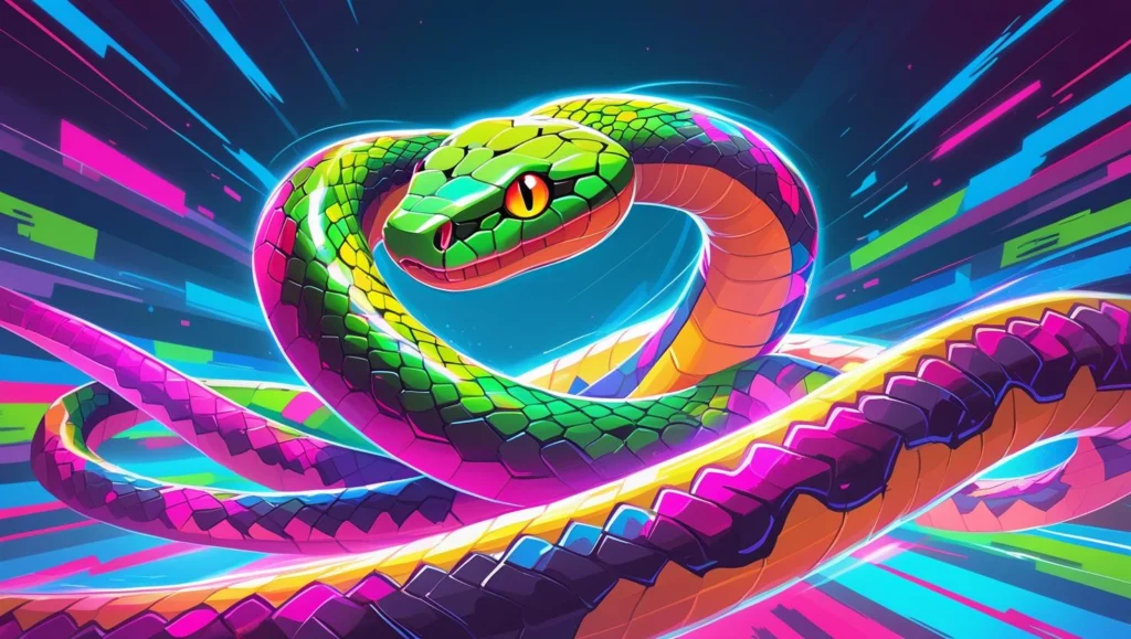 Addictive gameplay in Slither.io, showing a smaller snake strategically surrounding a larger snake