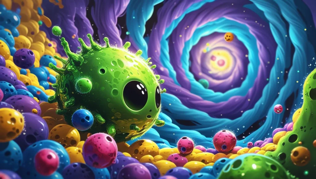 Gameplay of Agar.io showing a cell consuming smaller cells and growing bigger in a simple, multiplayer environment