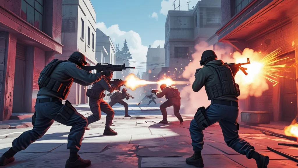 Gameplay of Krunker.io, a fast-paced multiplayer FPS browser game.