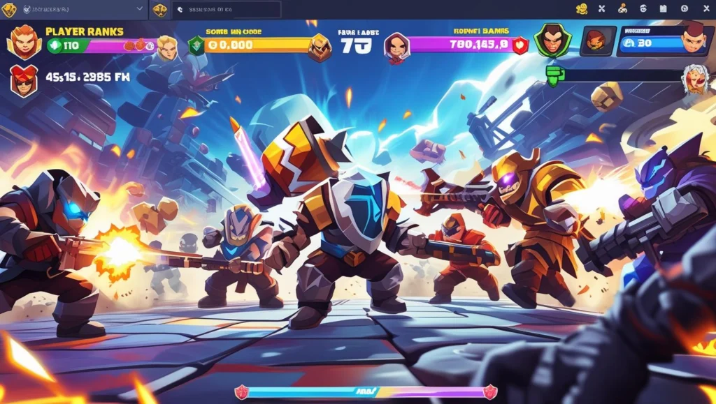 Screenshot of a multiplayer browser game, showing top scores and rankings for the player.