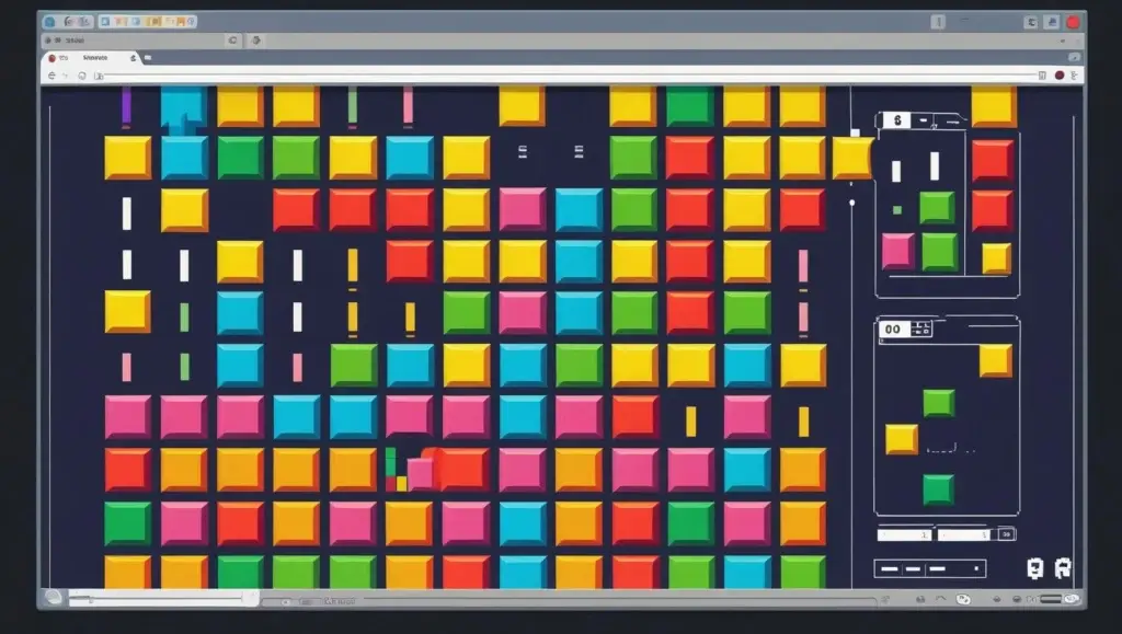 Person playing Tetris, a classic puzzle game, in a browser window