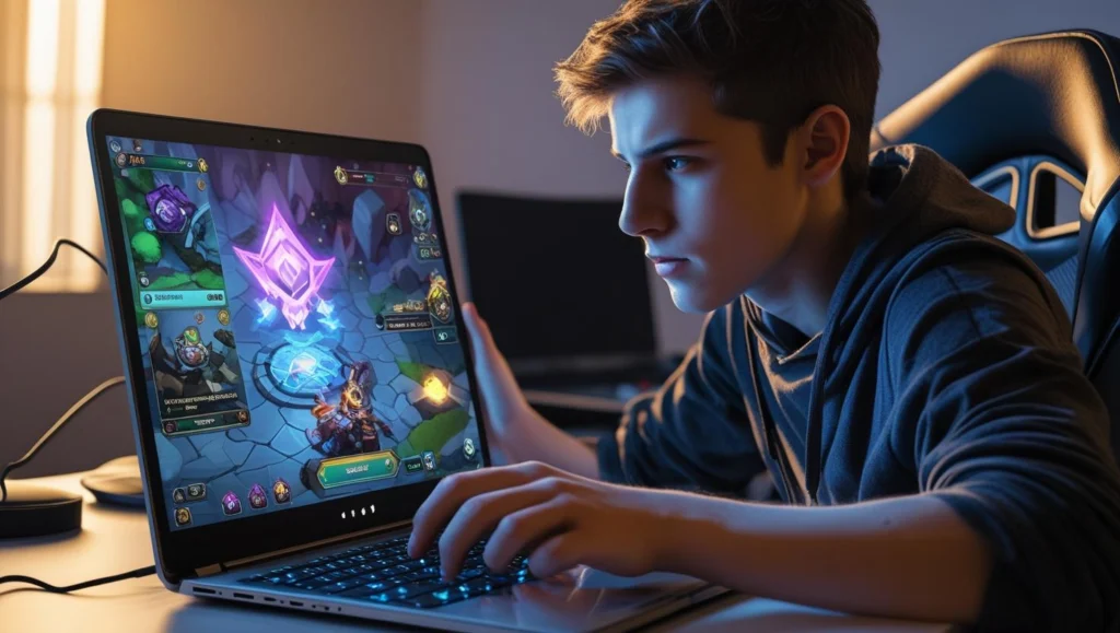 A person enjoying a browser-based game on their computer, showing engagement with the game.