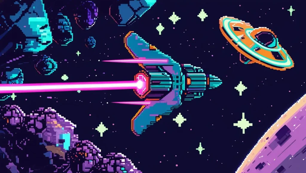 Screenshot of Asteroid Annihilator Classic, a retro space shooter game
