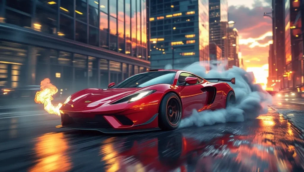Screenshot of City Car Drifter, a car drifting game in a cityscape