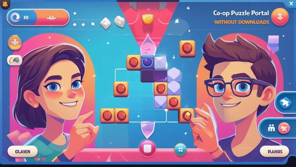Screenshot of Co-op Puzzle Portal, an online game for 2 players no download