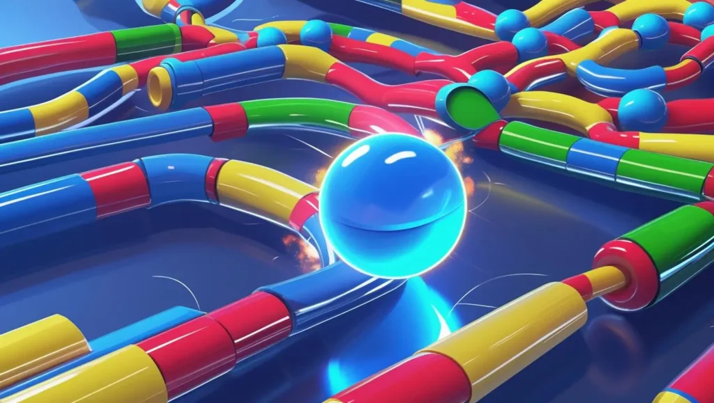 Screenshot of Color Switch Blitz, showing a colored ball passing through matching colored obstacles