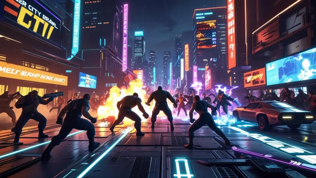 Screenshot of Cyber City Brawl, a top action browser game