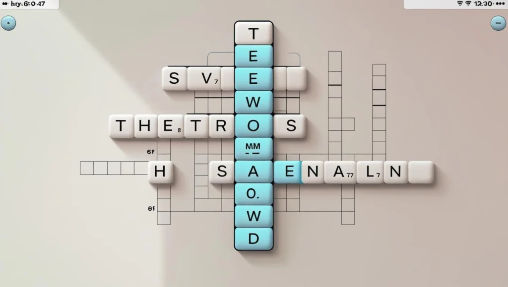 Screenshot of Daily Crossword Challenge, showing a partially completed crossword grid