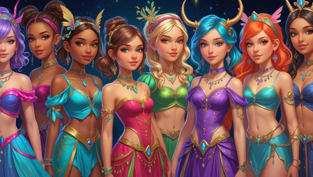 Screenshot of Fantasy Avatar Creator, showing a fantasy character being customized with magical outfits