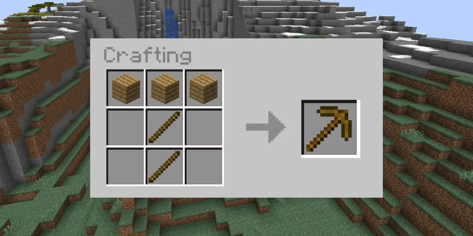Minecraft crafting interface showing various craftable items