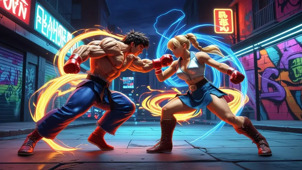 Screenshot of Street Combat Unleashed, showing two fighters in a dynamic pose