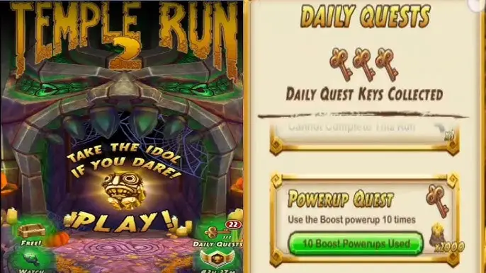 Temple Run power-ups like coin magnet, shield, and boost