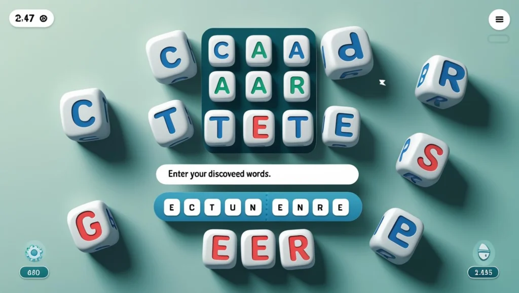 Screenshot of Word Scramble Master, showing scrambled letters and a field for entering words