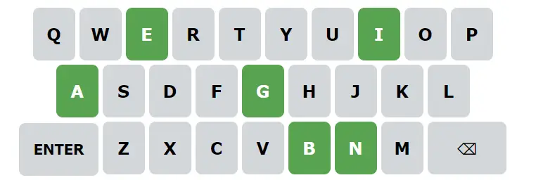 Wordle virtual keyboard showing letter availability and state